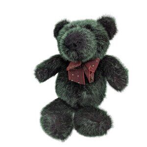 Wal Mart toys green bear plush stuffed animal bow furry  soft 14 inch